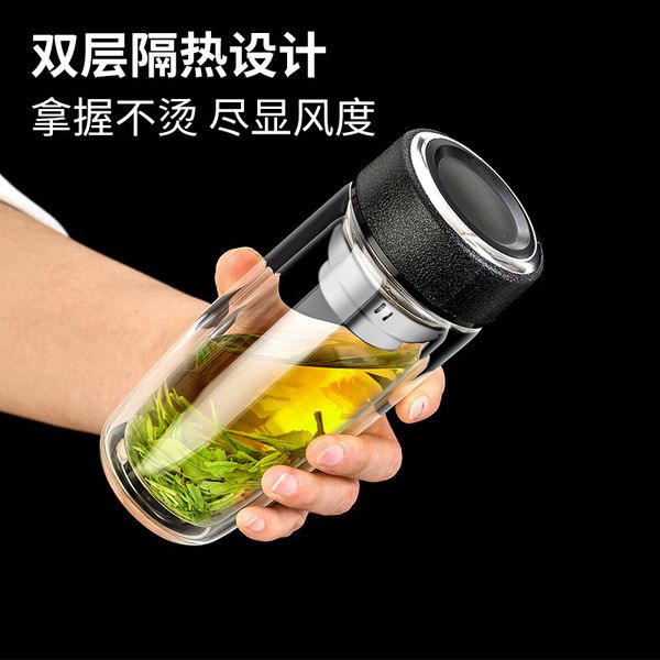 鹅蛋杯玻璃杯双层定LOGO单层鹅蛋杯耐高温印字高端水杯茶 水分离杯
